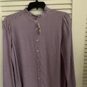 Loft lavender purple stripe blouse NWT large